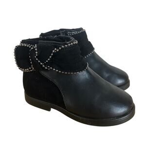 Zara Baby Black Ankle Booties Size 21 / US 5 – Zip Closure, Bow Detail